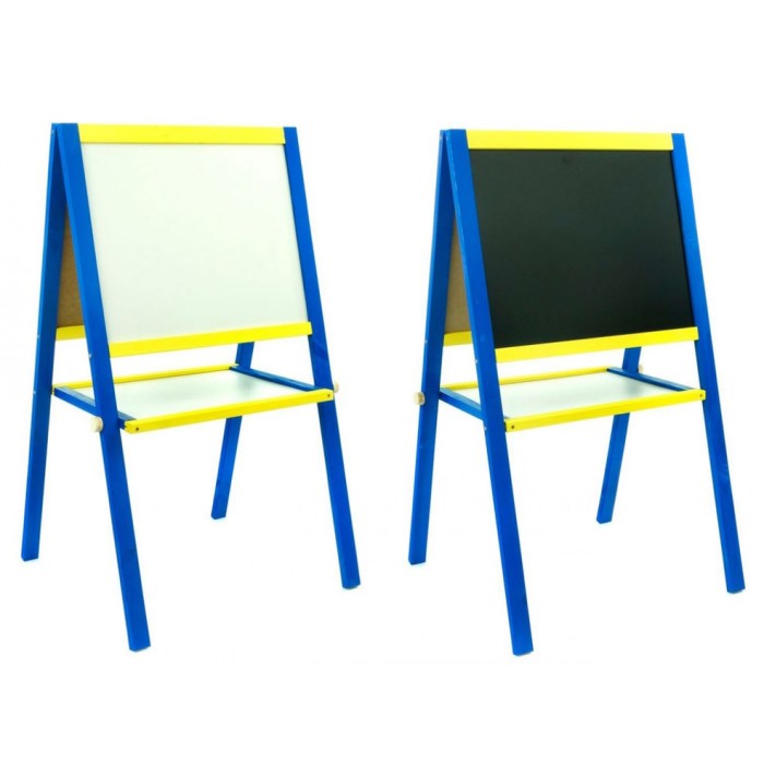 Мольберт двосторонній 60х40х100см для крейди і магнітів, жовто-синій, ТМ Умняшка
