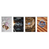 Блокнот А5 на 80 аркушів у клітинку на спіралі зверху з картонною обкладинкою, №1573, ТМ Brisk