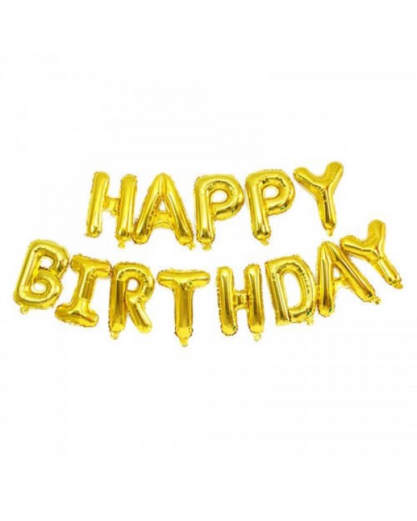 Шарики фольгированные «HAPPY BIRTHDAY», набор 13 шт., золото, ТМ Leader