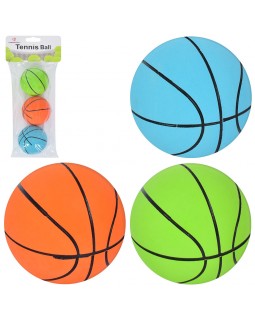 М'яч дитячий 6,5 см, баскетбол, гума, в асортименті, 3 шт в пакеті 12х27х6,5 см