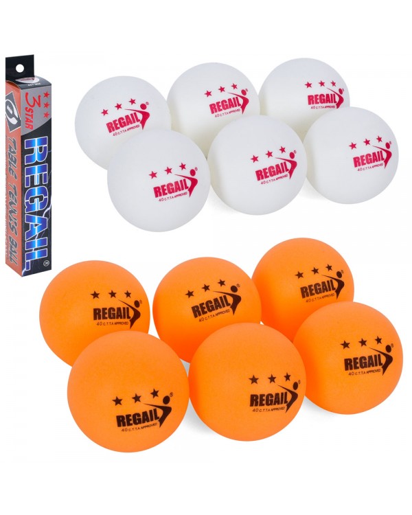 Тенісні кульки, 6 шт, ABS 40 мм+ безшовний, в асортименті, у коробці 27,5х4,5х4,5 см