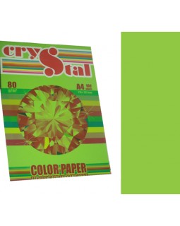 Папір кольоровий, А4, 100 аркушів, 80 г/м, неон зелений, CRYSTAL COLOR PAPER