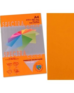 Бумага цветная, А4, 100 листов, 80 г/м, неон оранжевый, CRYSTAL COLOR PAPER