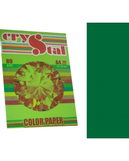 Бумага цветная, А4, 100 листов, 80 г/м, темно-зеленый, CRYSTAL COLOR PAPER
