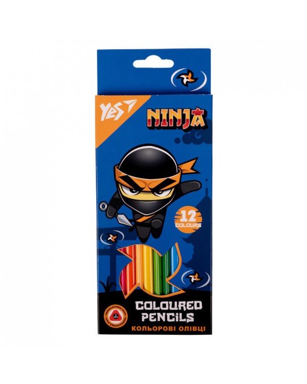 Карандаши цветные «Ninja», 12 цветов, ТМ YES