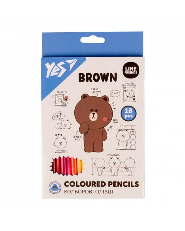 Цветные карандаши «Line Friends», 18 цветов, ТМ YES
