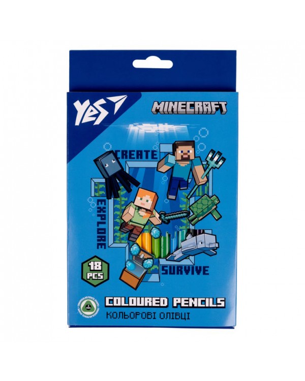 Олівці кольорові «Minecraft», 18 кольорів, ТМ YES