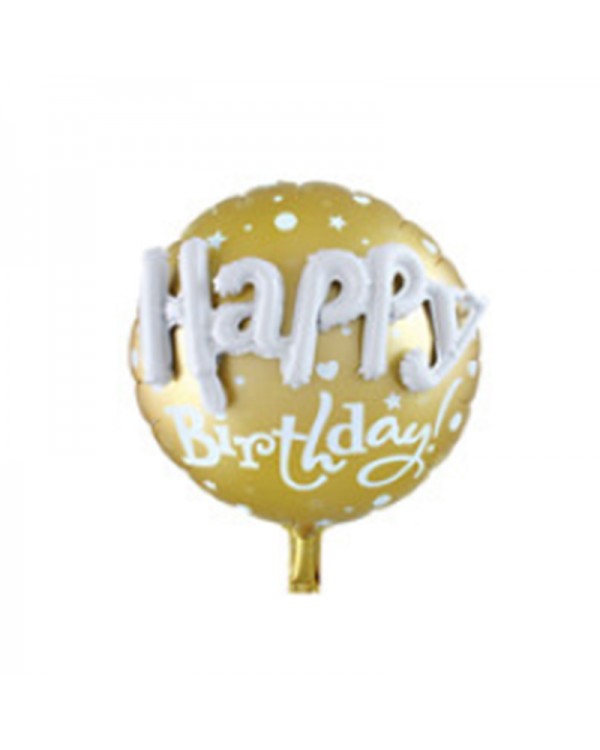 Шарики фольгированные «Happy Birthday», таблетка, 60 см, желтые, ТМ Leader