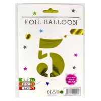 Кульки фольговані «Цифра 5» 82 см золото, ТМ Leader