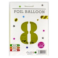 Кульки фольговані «Цифра 8» 82 см золото, ТМ Leader