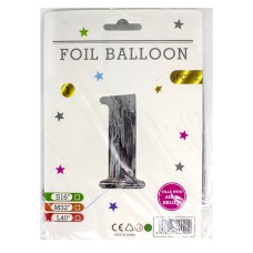 Кульки фольговані «Цифра 1» 82 см срібло, ТМ Leader