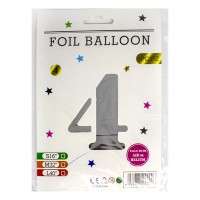Кульки фольговані «Цифра 4» 82 см срібло, ТМ Leader
