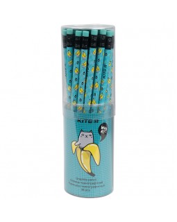 Олівець графітний «Bananas», з гумкою, у тубусі 36 шт., TM Kite