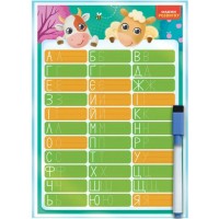 Дошка-тренажер «Абетка» двостороння з маркером, під слюдою 24х2х33,5 см, ТМ Vladi Toys