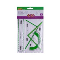 Комплект: лінійка 15 см, 2 трикутники, транспортир, з салатовою смужкою, ТМ ZiBi