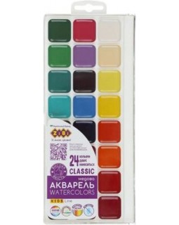 Фарби акварельні «CLASSIC», 24 кольори, без пензлика, пластикова коробка, KIDS Line