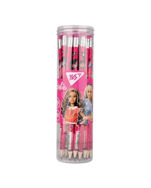 Олівець графітний «Barbie», круглий, з гумкою, у тубусі 36 шт, ТМ YES