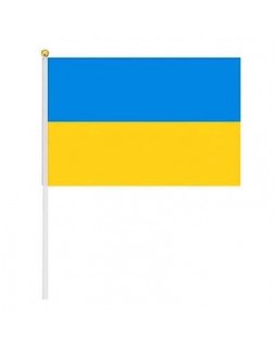 Флажок Украины, с палочкой, 14х21см