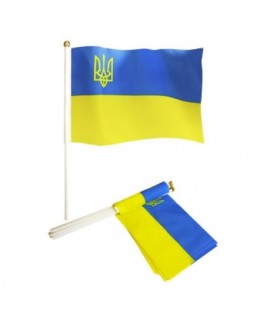 Флажок «Украина Тризуб», с палочкой, 14х21 см