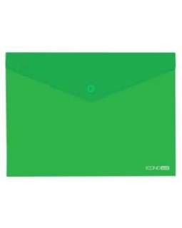 Папка - конверт на кнопці, А4, 180 мкм, непрозора, фактура «помаранч», зелена, TM Economix