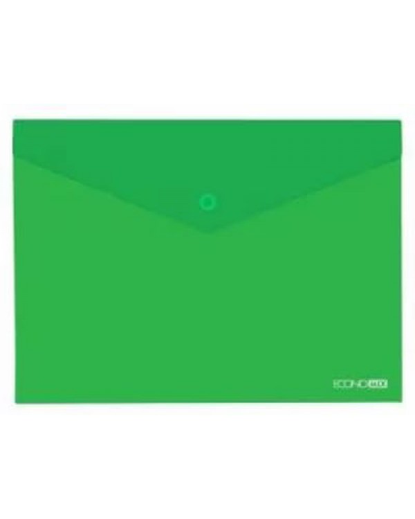 Папка – конверт на кнопке, А4, 180 мкм, непрозрачная, фактура «апельсин», зеленая, TM Economix