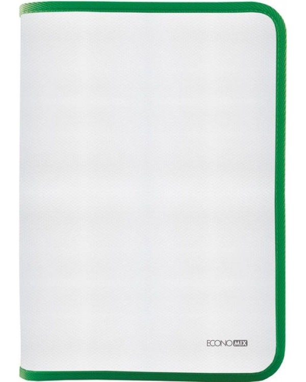Папка-пенал пластиковая на молнии В5, фактура: ткань, зеленый
