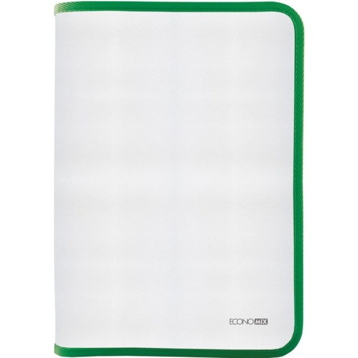 Папка-пенал В5 пластикова на блискавці з фактурою «тканина», зелена, ТМ Economix