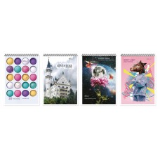 Блокнот А5 на 48 аркушів у клітинку на спіралі зверху з картонною обкладинкою, №1575, ТМ Gold Brisk