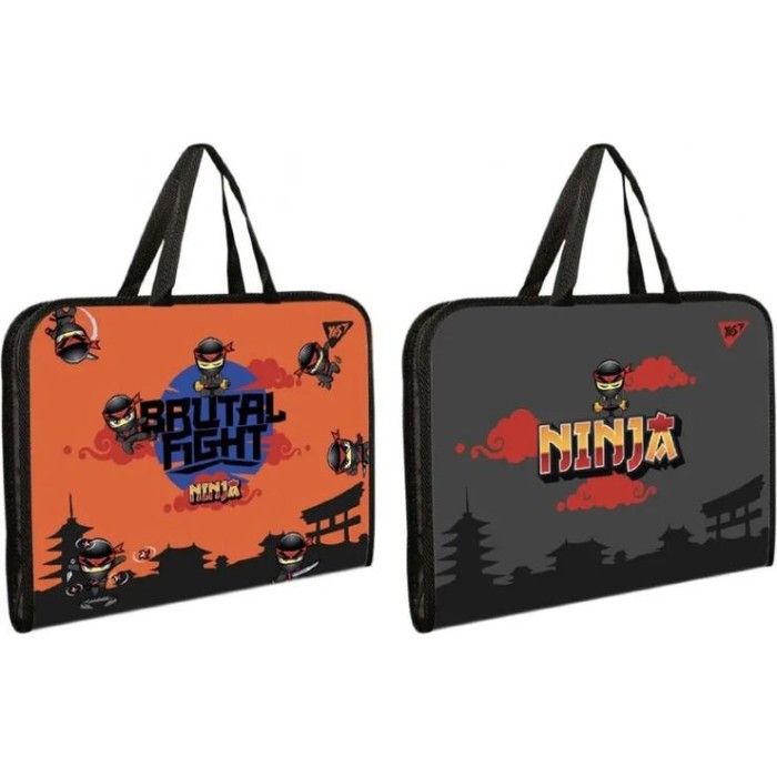 Папка-портфель «Ninja» А4 на блискавці з тканинними ручками, ТМ Yes