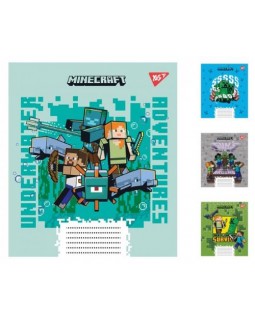 Тетрадь, 12 листов, косая линия, «Minecraft», ТМ Yes