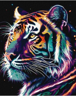 Набір для розпису по номерах «Фантастичний тигр» з фарбами металiк extra, 40х50 см, ТМ Ідейка