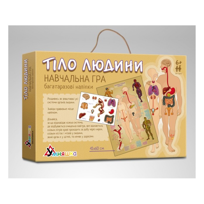 Гра навчальна «Тіло людини» з багаторазовими наліпками, у коробці 30,5х21х4 см, ТМ Умняшка