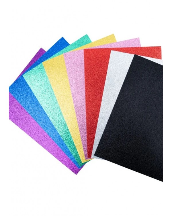 Набір кольорового паперу з глітером А4, 8 аркушів, різнокольоровий, ТМ Мандарин