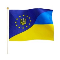 Прапорець «Україна-Євросоюз» 14х21см з паличкою, ТМ Leader