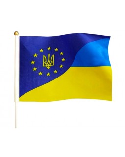 Флажок «Украина-Евросоюз», с палочкой, 14х21см