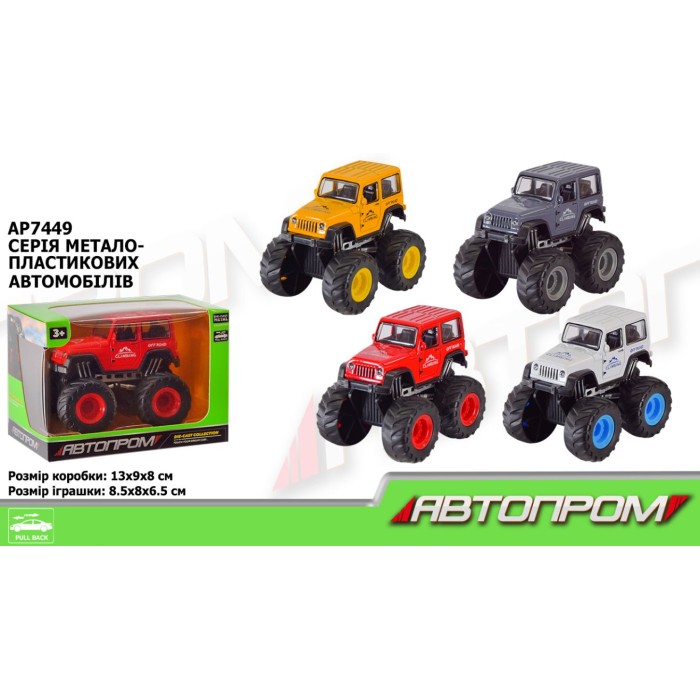 Машина металева інерційна, в асортименті, у коробці 13х8х9 см, Автопром