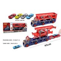 Трейлер із машинками, 4 машинки в наборі, в коробці 31х8х11,5 см