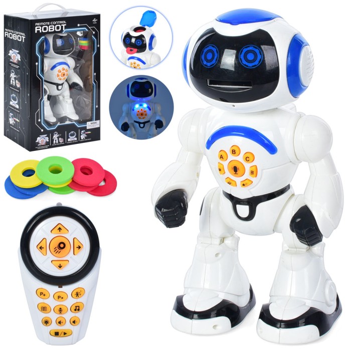 Робот 32 см музичний зі світлом інтерактивний, повторюха, стрiляє, на батарейці, у коробці 42,5х28х14,5 см