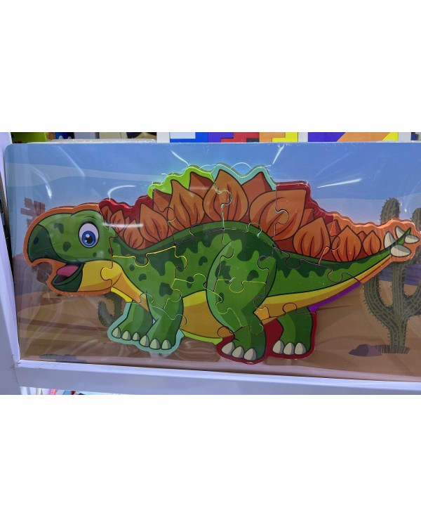 Дерев'яна іграшка «Динозавр», вкладиш-пазл, в асортименті, у плівці 40х22,5 см