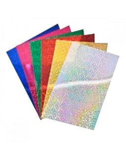 Набір одностороннього кольорового голографічного картону, 21х29,7см, 6 аркушів, різнокольоровий