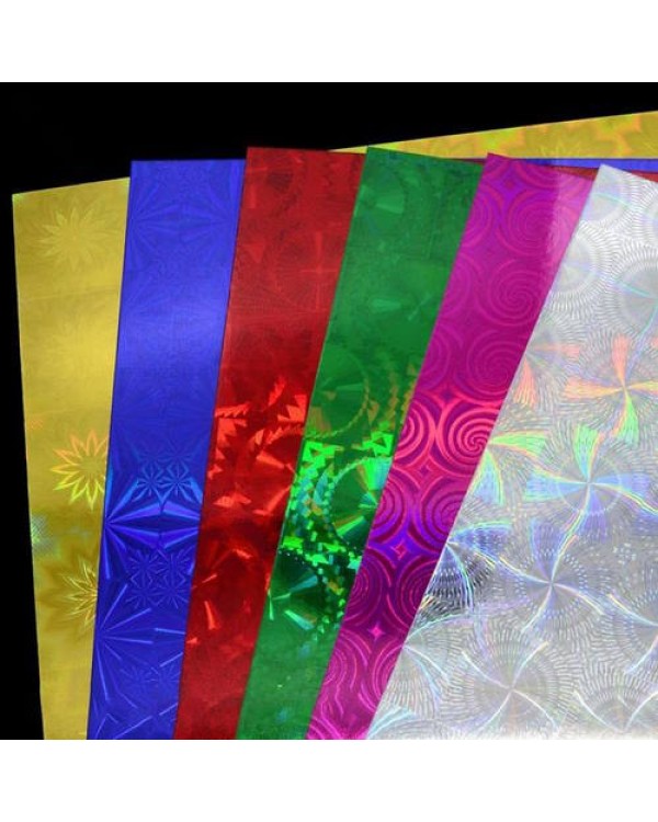 Набір одностороннього кольорового голографічного картону, 21х29,7 см,6 аркушів, різнокольоровий