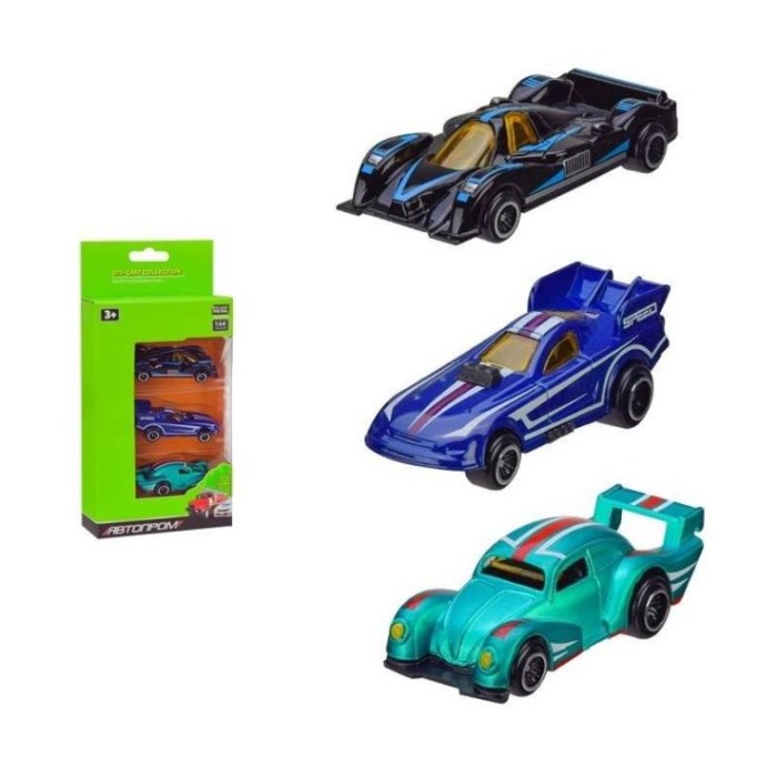 Набір з 3 металевих машин, в асортименті, у коробці 22,5х11х4,2 см, АВТОПРОМ