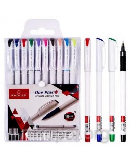 Ручка «One Plus» кулькова, білий корпус, набір 10 кольорів, TM Radius