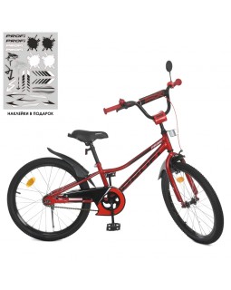 Велосипед дитячий «PROF1.Prime», 20 дюймів, ліхтар, дзвінок, зеркало, підніжка, червоний