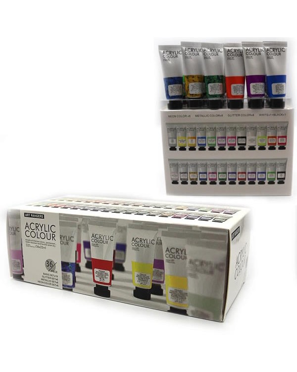 Фарби акрилові «Art ranger», 36 кольорів по 22 мл, пластикові туби, ТМ J.Otten