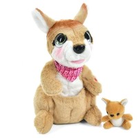 Кенгуру 26 см музичний з малюком 7 см, українською озвучкою та сенсором, на батарейці, у коробці 19х28х19 см