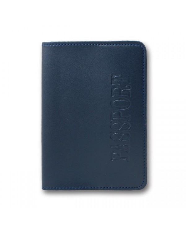 Обкладинка на паспорт 100х135 мм, англійською, заокруглені кути, темно-синя, екошкіра, ТМ Brisk