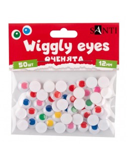 Оченята самоклеючі, кольорові, d 12 мм, 50 шт.в упаковці, SANTI