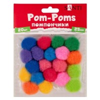Помпони кольорові d 25 мм по 20 шт в упаковці, ТМ SANTI