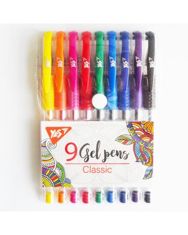 Набір ручок «Classic», гелевих, 9 кольорів, ТМ YES